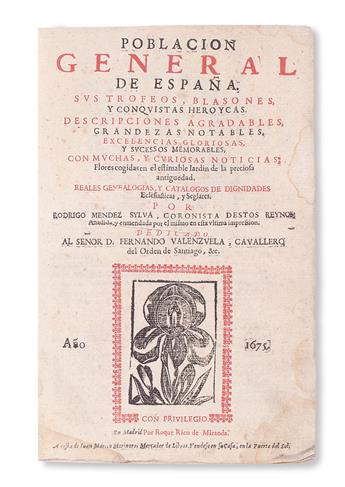 MÉNDEZ SILVA, RODRIGO. Población General de España.  1675